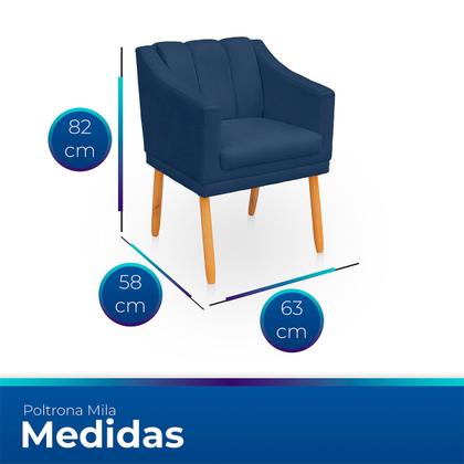 Imagem de Kit com 2 Poltronas Cadeira para Sala Confortável e Moderna Mila Suede