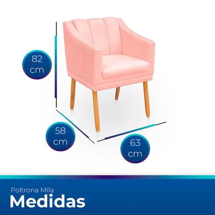 Imagem de Kit com 2 Poltronas Cadeira para Sala Confortável e Moderna Mila Suede