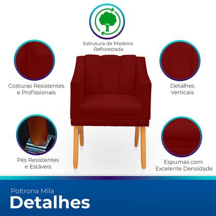 Imagem de Kit com 2 Poltronas Cadeira para Sala Confortável e Moderna Mila Suede