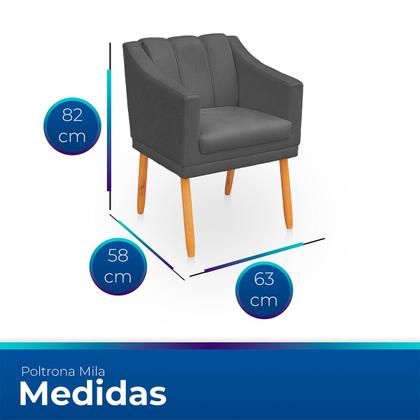Imagem de Kit com 2 Poltronas Cadeira para Sala Confortável e Moderna Mila Suede