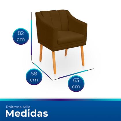 Imagem de Kit com 2 Poltronas Cadeira para Sala Confortável e Moderna Mila Suede