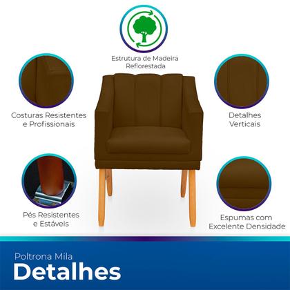 Imagem de Kit com 2 Poltronas Cadeira para Sala Confortável e Moderna Mila Suede