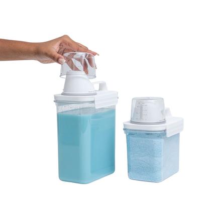 Imagem de Kit com 2 porta sabão em pó com copo dosador e travas - Oikos
