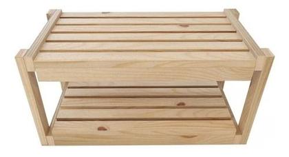 Imagem de Kit com 2 Porta Sapatos Dobraveis Dupla Prateleira Madeira Pinus