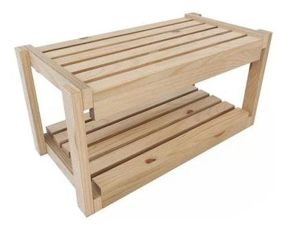 Imagem de Kit com 2 Porta Sapatos Dobraveis Dupla Prateleira Madeira Pinus
