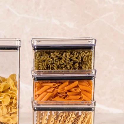 Imagem de Kit com 2 Potes Hermético Mantimentos Recipientes De Acrílico  580ML Transparente Alimentos Empilhável Cozinha