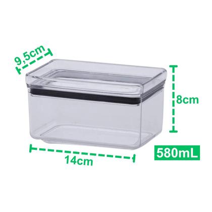 Imagem de Kit com 2 Potes Hermético Mantimentos Recipientes De Acrílico  580ML Transparente Alimentos Empilhável Cozinha