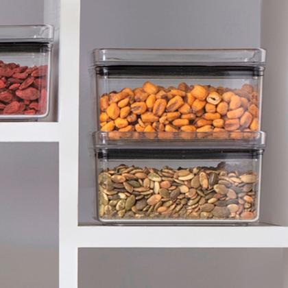 Imagem de Kit com 2 Potes Hermético Mantimentos Recipientes De Acrílico  580ML Transparente Alimentos Empilhável Cozinha