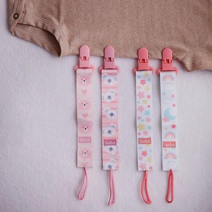 Imagem de Kit com 2 Prendedores de Chupeta Buba  Clip Trava Seguro, Fecho Jacaré e Design Fofinho para Manter a Chupeta Limpa e P