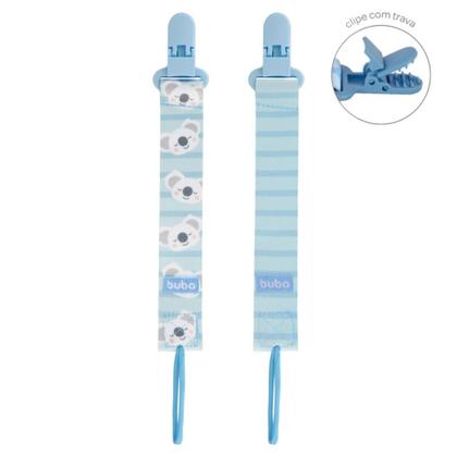 Imagem de Kit com 2 Prendedores de Chupeta Buba  Clip Trava Seguro, Fecho Jacaré e Design Fofinho para Manter a Chupeta Limpa e P