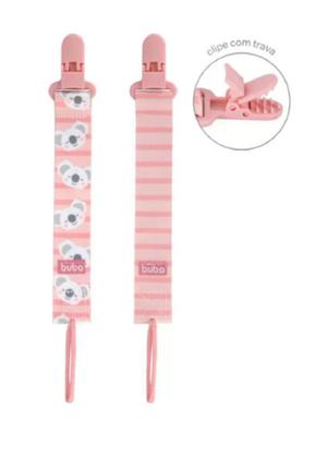 Imagem de Kit com 2 Prendedores de Chupeta Clipe com Trava Coala Rosa 14496 - Buba