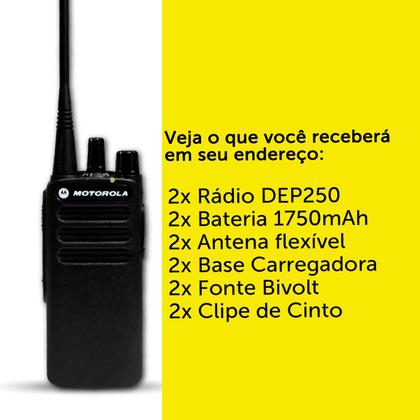 Imagem de Kit com 2 Rádio Comunicador Motorola DEP 250 Digital e Analógico, Profissional, Resistente, bom para sítio fazenda campo com nota e garantia