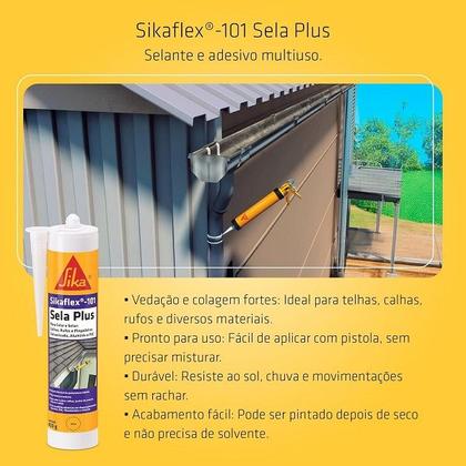 Imagem de Kit com 2 Selante Sikaflex 101 Sela PLUS 400G Cinza Sika