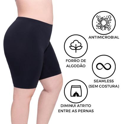 Imagem de Kit Com 2 Short Plus Size Feminino Modelador Sem Costura Com Fundilho Loba Antimicrobial Básico