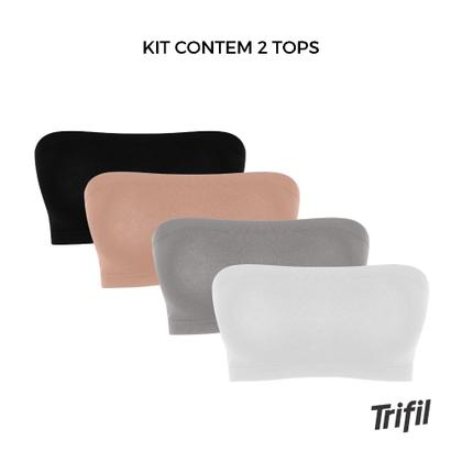 Imagem de Kit com 2 Soutien Poliamida Top Feminino Sutiã Sem Costura Sem Bojo Segura Seios Faixa Trifil
