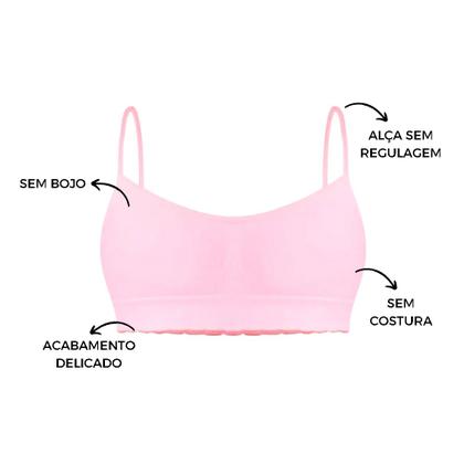 Imagem de Kit Com 2 Soutien Top Feminino Para Meninas Moça Infantil Sem Bojo Selene