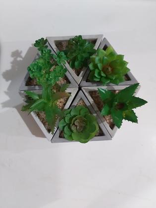 Imagem de Kit Com 2 Suculentas Artificiais Vaso Triangular - Triângulo