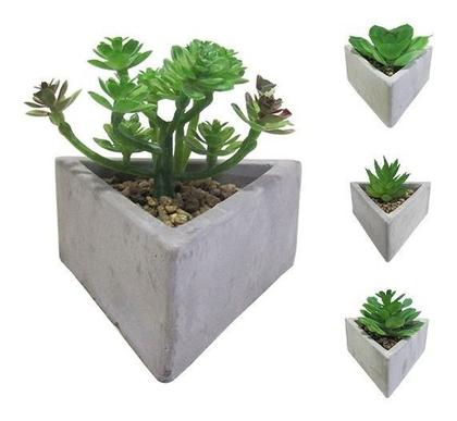 Imagem de Kit Com 2 Suculentas Artificiais Vaso Triangular - Triângulo