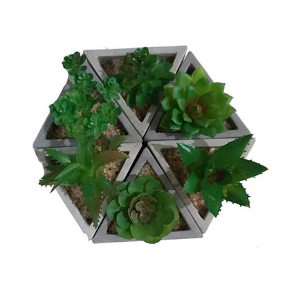 Imagem de Kit Com 2 Suculentas Artificiais Vaso Triangular - Triângulo