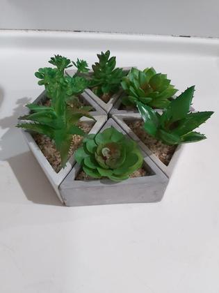 Imagem de Kit Com 2 Suculentas Artificiais Vaso Triangular - Triângulo
