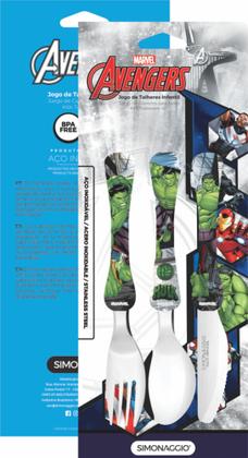 Imagem de Kit Com 2 Talher Infantil Hulk Inox Simonaggio Disney Garfo e Faca