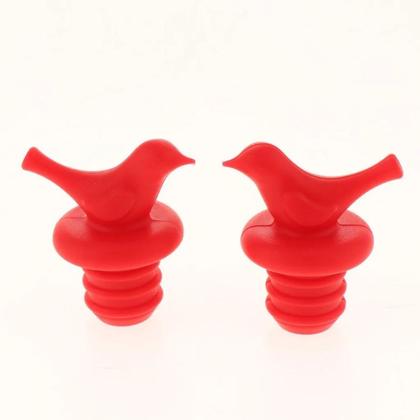 Imagem de Kit com 2 Tampa Rolha De Silicone Formato Pássaro para Garrafas Vinho Espumante
