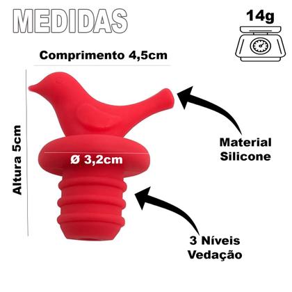 Imagem de Kit com 2 Tampa Rolha De Silicone Formato Pássaro para Garrafas Vinho Espumante