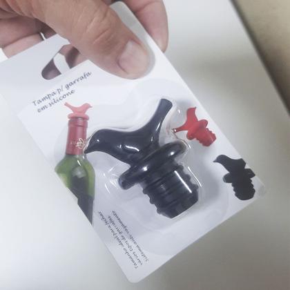Imagem de Kit com 2 Tampa Rolha De Silicone Formato Pássaro para Garrafas Vinho Espumante
