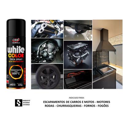 Imagem de Kit com 2 Tintas Spray Preto Fosco de Alta Temperatura Até 600ºC Orbi Química