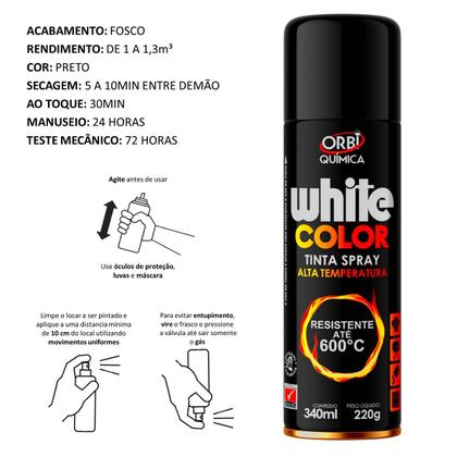 Imagem de Kit com 2 Tintas Spray Preto Fosco de Alta Temperatura Até 600ºC Orbi Química