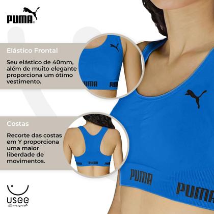 Imagem de Kit com 2 Tops Sem Costura Com Elastico Fitness Academia Sport Puma