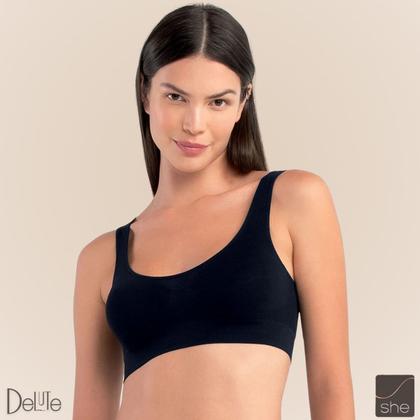 Imagem de Kit Com 2 Tops Sutiãs Regata Microfibra Sem Bojo She Lingerie 