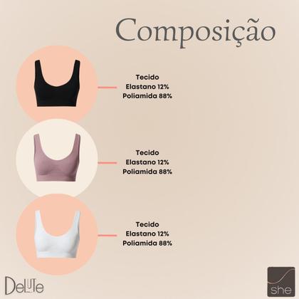 Imagem de Kit Com 2 Tops Sutiãs Regata Microfibra Sem Bojo She Lingerie 