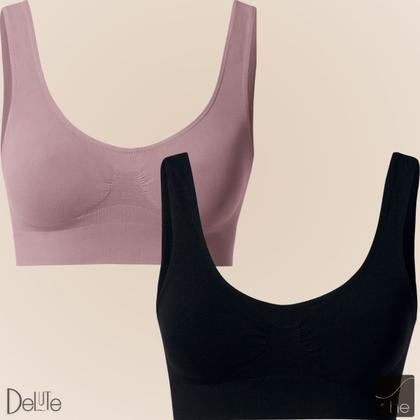 Imagem de Kit Com 2 Tops Sutiãs Regata Microfibra Sem Bojo She Lingerie 