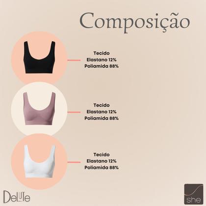 Imagem de Kit Com 2 Tops Sutiãs Regata Microfibra Sem Bojo She Lingerie 