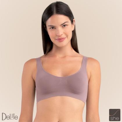 Imagem de Kit Com 2 Tops Sutiãs Regata Microfibra Sem Bojo She Lingerie 