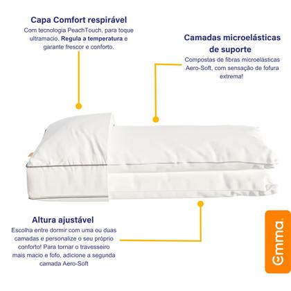 Imagem de Kit com 2 Travesseiros de Microfibra Ajustáveis Emma