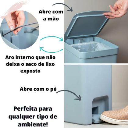 Imagem de Kit com 2 unidades de Lixeira Com Pedal Capacidade 6 Litros Compacta Linha Trium