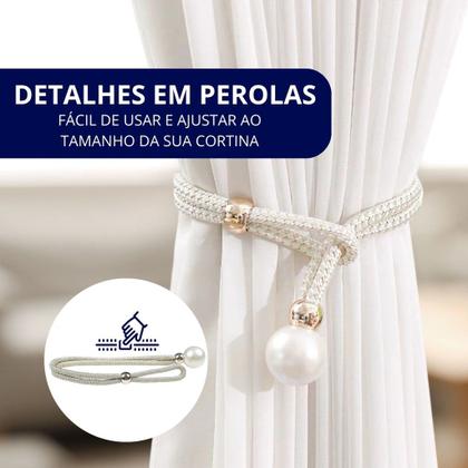 Imagem de Kit Com 2 Unidades Prendedor de Cortina Com Perola Luxo - Ideal para Sala, Quartos