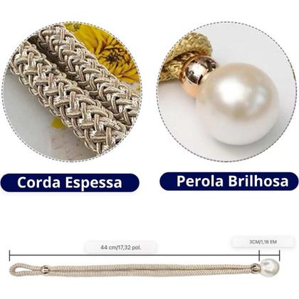 Imagem de Kit Com 2 Unidades Prendedor de Cortina Com Perola Luxo - Ideal para Sala, Quartos