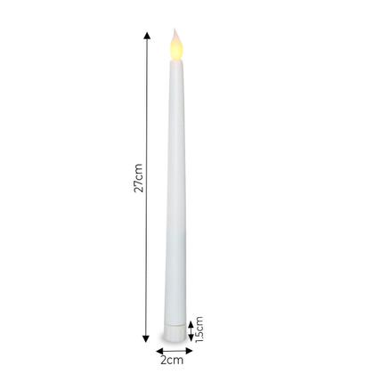 Imagem de Kit Com 2 Vela De Led Chama Viva Fina Cumprida 27Cm Altura