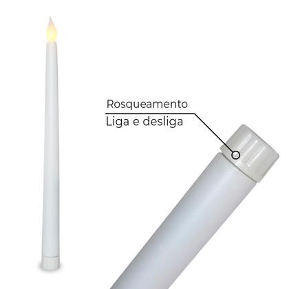 Imagem de Kit Com 2 Vela De Led Chama Viva Fina Cumprida 27Cm Altura