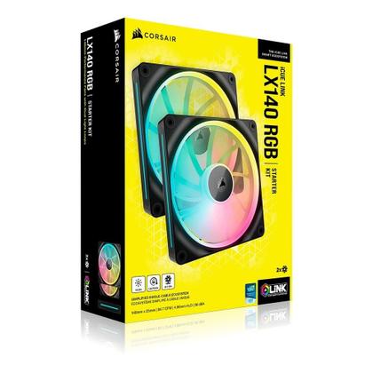 Imagem de Kit com 2 Ventoinhas Corsair LX RGB Series, iCUE LINK LX140, 140mm, Preto - CO-9051028-WW