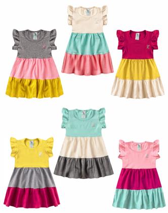 Imagem de kit com 2 Vestido Infantil Menina 3 Marias Tricolor 1 ao 16