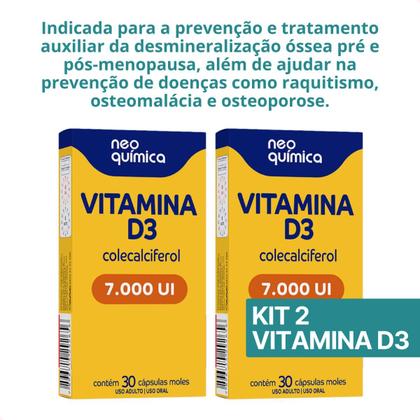 Imagem de Kit Com 2 - Vitaminas D3 7.000ui Com 30 Cps Cada Neo Quimica