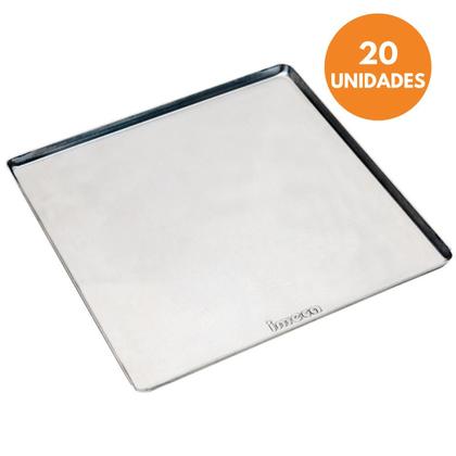 Imagem de Kit Com 20 Bandeja De Aluminio Pão Doce 35x35x01 Lisa - Imeca