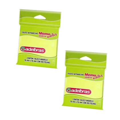 Imagem de Kit Com 20 Blocos Autoadesivos Memo Notes 76x76mm Amarelo 100 Folhas Para Recados Anotações Revenda