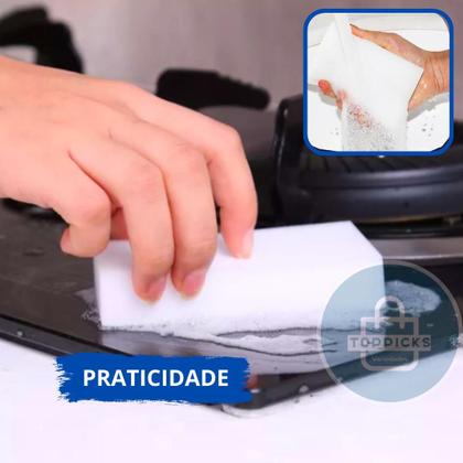 Imagem de Kit com 20 Esponjas Mágicas Multiuso de Melamina - Limpa Tudo, Tira Ferrugem e Manchas em Sofá