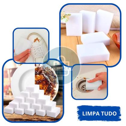Imagem de Kit com 20 Esponjas Mágicas Multiuso de Melamina - Limpa Tudo, Tira Ferrugem e Manchas em Sofá