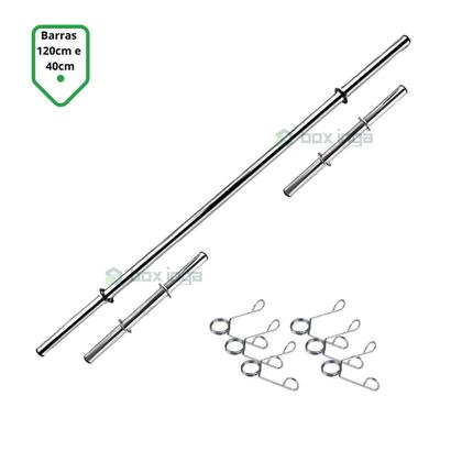 Imagem de Kit com 20 Kg de Anilhas Ferro Fundido + Barras de Supino e Halteres